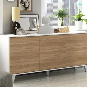 Mobile credenza 3 ante 154x41x75h bianco lucido canadian