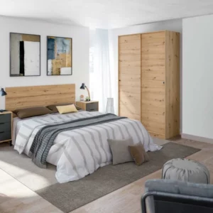 Camera da letto Rovere nodi - Grigio antracite