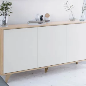 Credenza 154x40x75h 3ante rovere canadian bianco