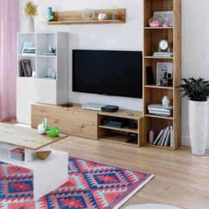 Mobile soggiorno Lyra rovere nodi/bianco artik cm 241x41x180h