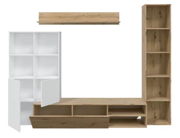 Mobile soggiorno Lyra rovere nodi/bianco artik cm 241x41x180h