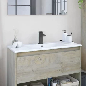 Mobile bagno cm.80 sospeso rovere alaska 1cassetto con ripiano