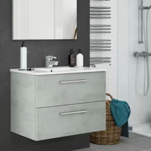 Mobile bagno aruba 80x57x45 cemento 2cassetti completo