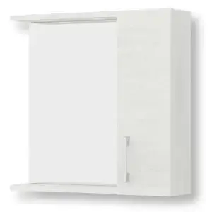 Specchiera contenitore 1 anta 2led cm.58x17x60H rovere bianco