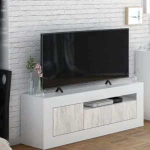 Mobile tv 3 ante bianco anticato cm.139x42x53h