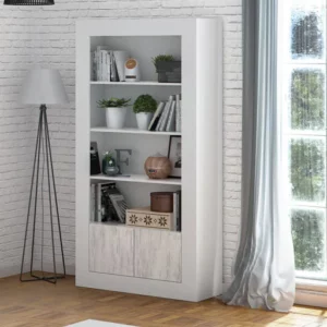 Libreria 2 ante e 3ripiani bianco anticato cm.94x35x181h