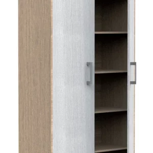 SCARPIERA ALTA MULTIUSO “MARS 4” Con struttura in pannello ecologico, 2 ante, 6 piani, in kit di montaggio. cm 78 x 35 x 170h Colore: Rovere Nordico e bianco alpes e Rovere Nordico