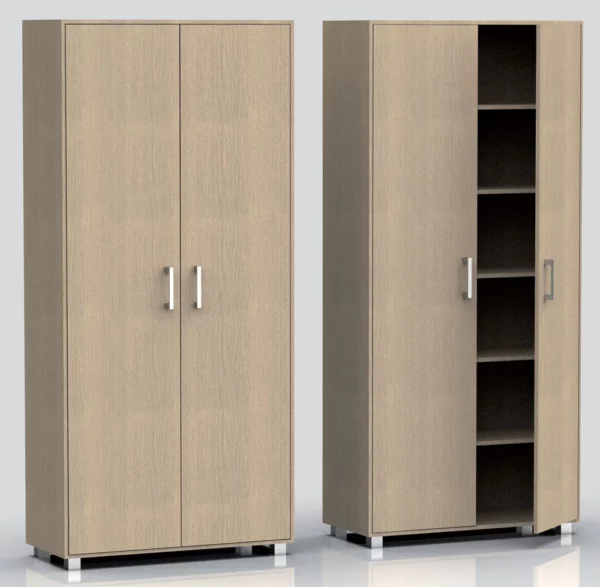 SCARPIERA ALTA MULTIUSO “MARS 4” Con struttura in pannello ecologico, 2 ante, 6 piani, in kit di montaggio. cm 78 x 35 x 170h Colore: Rovere Nordico e bianco alpes e Rovere Nordico