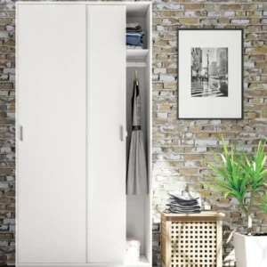 Cod.art. MK-MAX019O ARMADIO 2 ANTE SCORREVOLI Armadio 2 ante scorrevoli, barra appendiabiti + 1 mensola (cm 100 x 50 x 200 H) Colore: bianco