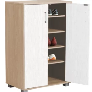 Cod.art. MK-WIDE6353-CW SCARPIERA MULTIUSO “WIDE6353” Con struttura in pannello ecologico, 2 ante, in kit di montaggio. Dim. cm 60 x 36 x 90h (Rovere Nordico e bianco alpes